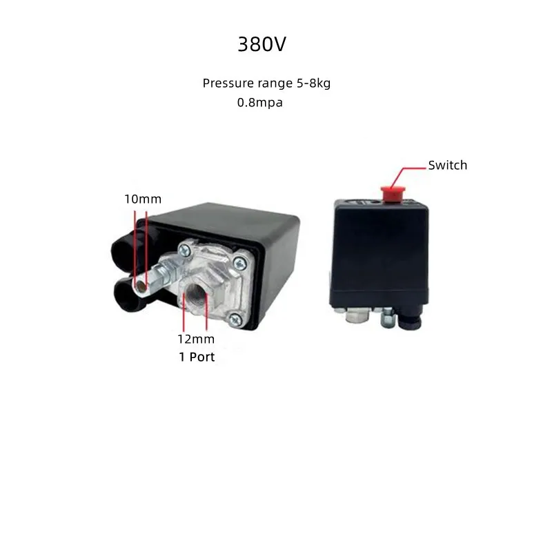 Interruptor de pressão do compressor de ar da bomba de ar de 3 fases 380v 1 porto/4 portscontroller conjunto automático do interruptor de pressão de ar