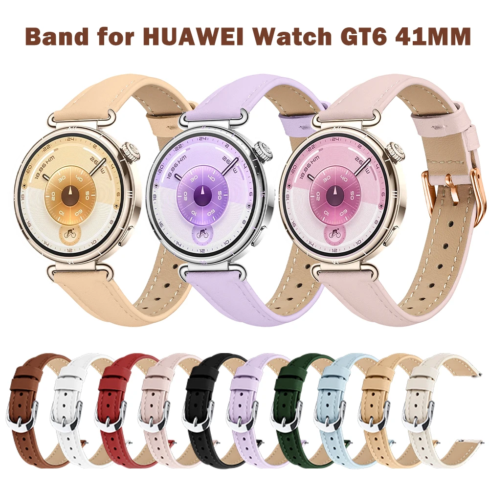 

Кожаный ремешок для Huawei Watch GT6 41 мм, высококачественный текстурированный браслет, совместимый с Huawei Watch 5 42 мм, GT5, GT4 41 мм