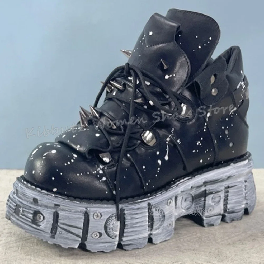 

Кроссовки градиентного цвета на готической платформе с толстой подошвой в стиле панк-рок, кожаные модные элегантные лаконичные роскошные туфли на шнуровке, новая популярная девушка