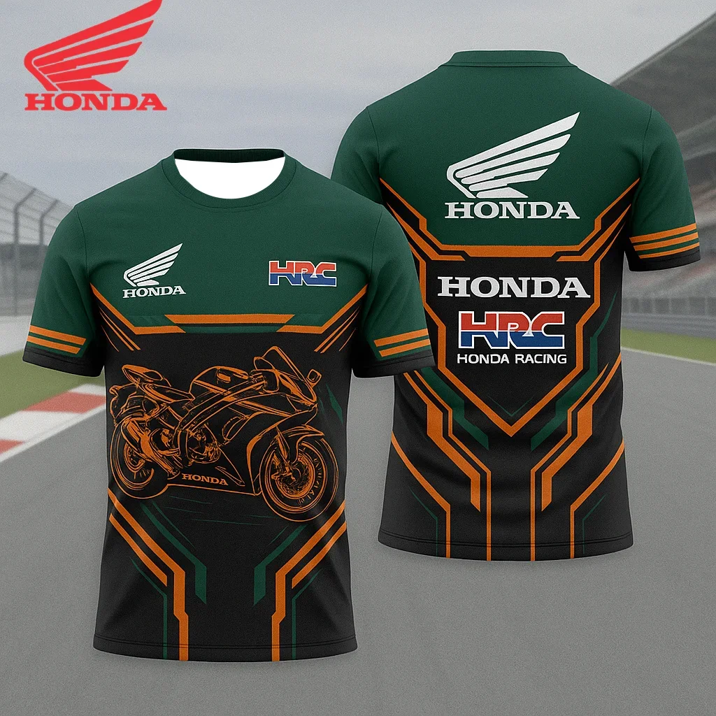 

Honda HRC Team T-shirt for Summer, Men's Breathable Sweat Wicking Short Sleeve, Daily Motorcycle Racing and Cycling Wear