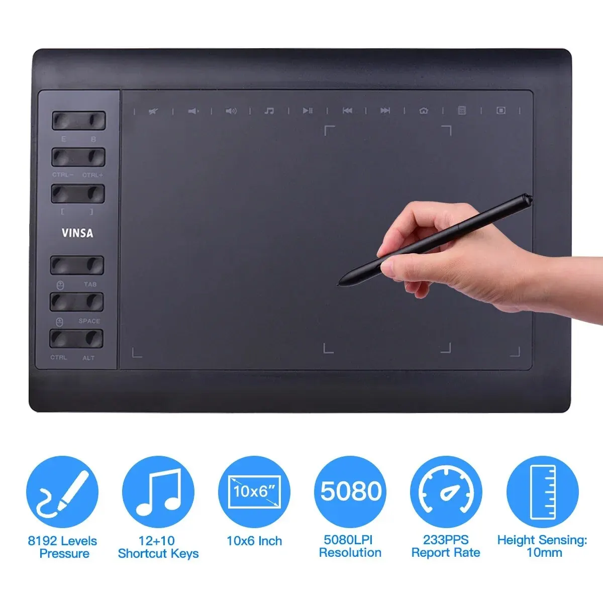 

Professional Graphics Drawing Tablet Express Keys with for IOS Android Windows Mac Painting Designing Online Course 10x6 Inch