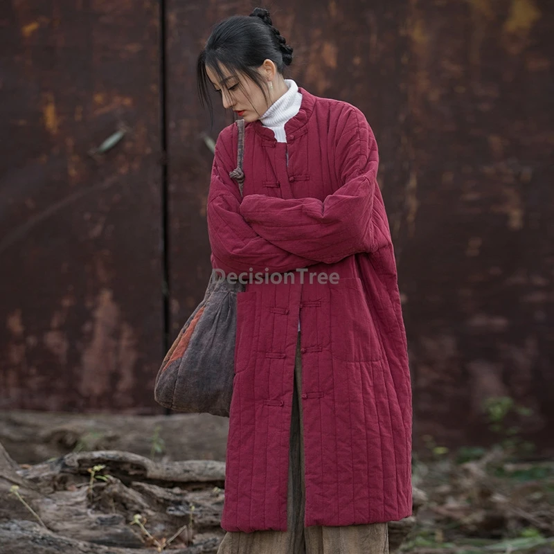 

2025 китайское модное литературное художественное хлопковое льняное пальто, длинное стильное темпераментное пальто, элегантное женское пальто в стиле ретро h007