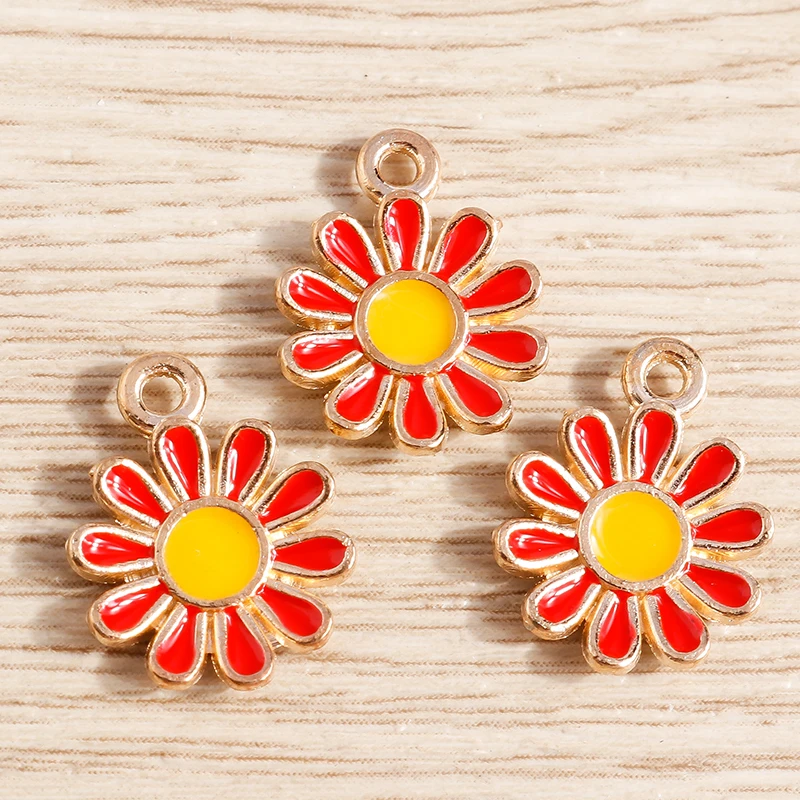Tusember 20 Stück vergoldete, bunte, niedliche Gänseblümchen-Charms für DIY-Schlüsselanhänger, Ohrringe, Armbänder, Schmuckherstellung und Zubehör – Detail 7