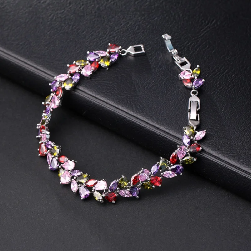 GMGYQ New Arrival Retro Elegant Multicolor Series Cubic Zirconia Cute Bracelet for Girls Lovely Jewelry Gift