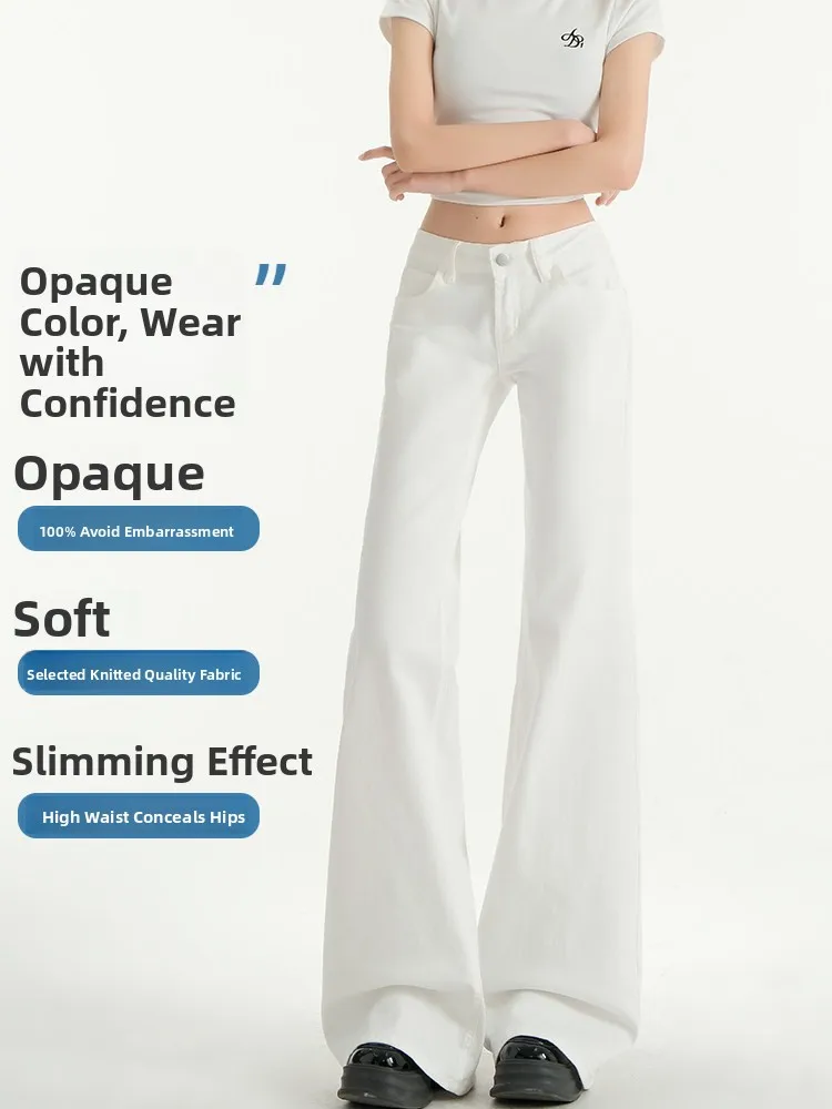 American Style Low Waist White Bell Bottom Jeans Women's Spring Summer New Small Size Loose Slimming Non-Matching Leggings