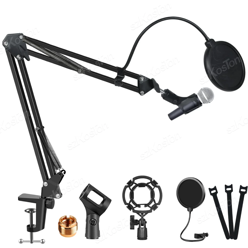 Uniwersalne zestawy statywów mikrofonowych Wysięgnik nożycowy z filtrem pop do mikrofonu Shure SM7B SM58 AM8 A8 A6V K658
