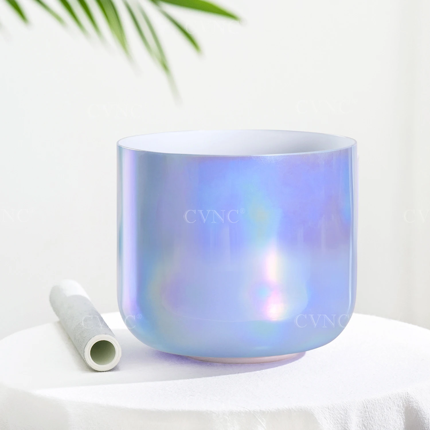 CVNC 6 Inch Dream Blue Color Alchemy Clear Quartz Crystal Singing Bowl for Sound Healing and Meditation with Mallet