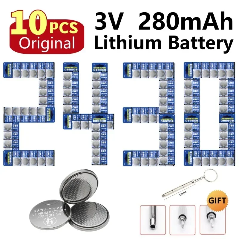 

10pcs NEW CR2430 3V Lithium Battery CR 2430 DL2430 BR2430 Button Coin Batteries for Key Fob Watch Alarm Clock Remote Control