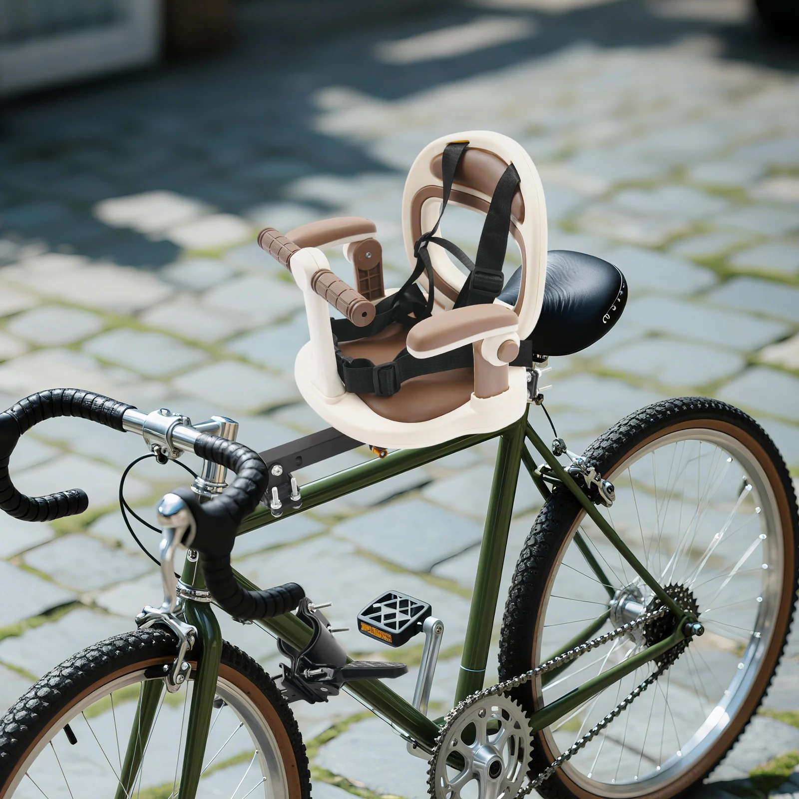 

Белоснежное стальное полипропиленовое ПВХ 30*29 см переднее детское велосипедное сиденье, вращающееся на 360 градусов складное велосипедное переднее детское сиденье