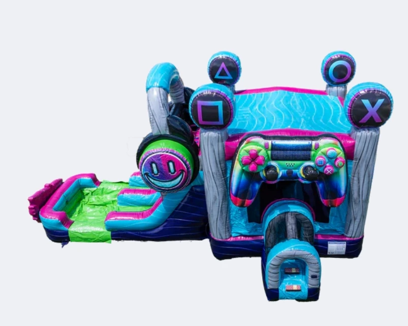 New Design Game Handle Inflatable Trampoline Combo Slide Bounce House Water Slide Swimming Pool PVC Material 12-Person Capacity