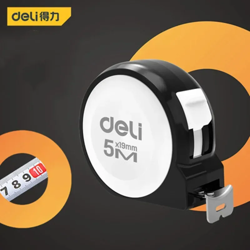 Deli 3/5M Self-locking Tape Measure Wear-resistant Anti-fall Steel Tape Ruler High-precision Woodworking Measuring Hand Tool