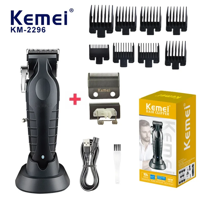 

Kemei KM-2296 Cross Border Electric Clipper With Base USB Oil Head Engraving Clipper Hair Salon Barber kemei Trimmer