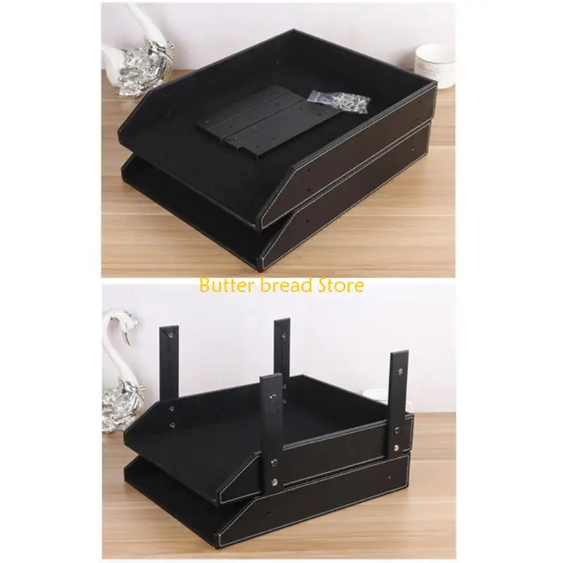 W89C Document File plateau Double couches bureau PU en en papier support support