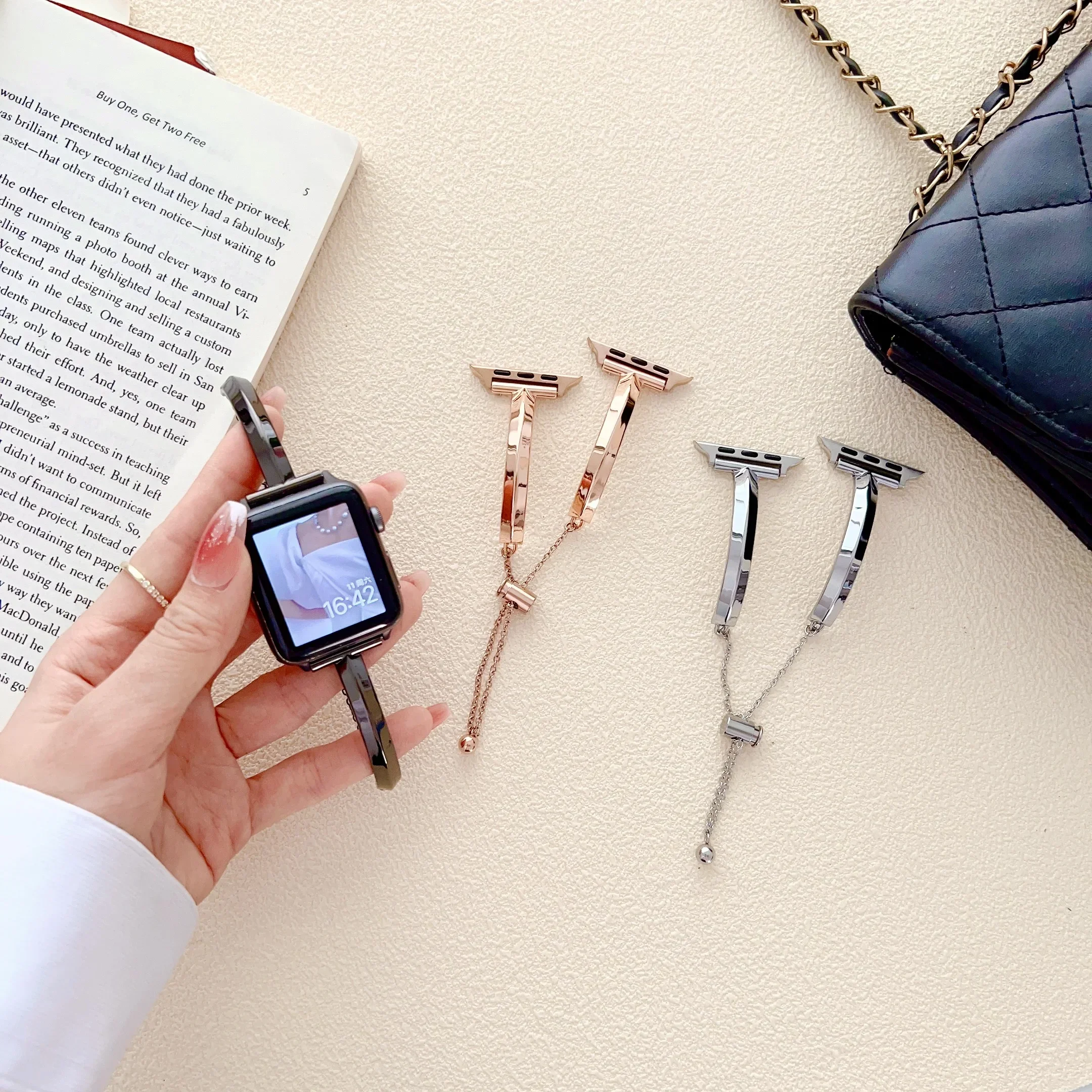 حزام معدني نحيف لساعة أبل الترا 2 49 مللي متر 10 9 8 7 6 5 4 SE سوار معصم أنيق للنساء لساعة iWatch 45 مللي متر 44 مللي متر 41 مللي متر 40 مللي متر 42 مللي متر 46 مللي متر