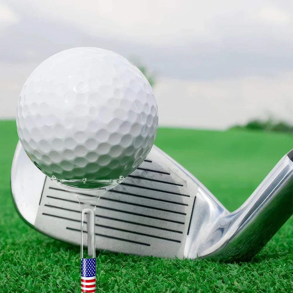 TINSOL 10 Stück lange Golf-Tees, unzerbrechlich, 83 mm, transparent, mit amerikanischer Flagge, reduziert Reibung und seitliches Drehmoment, Golf-Zubehör – Detail 7