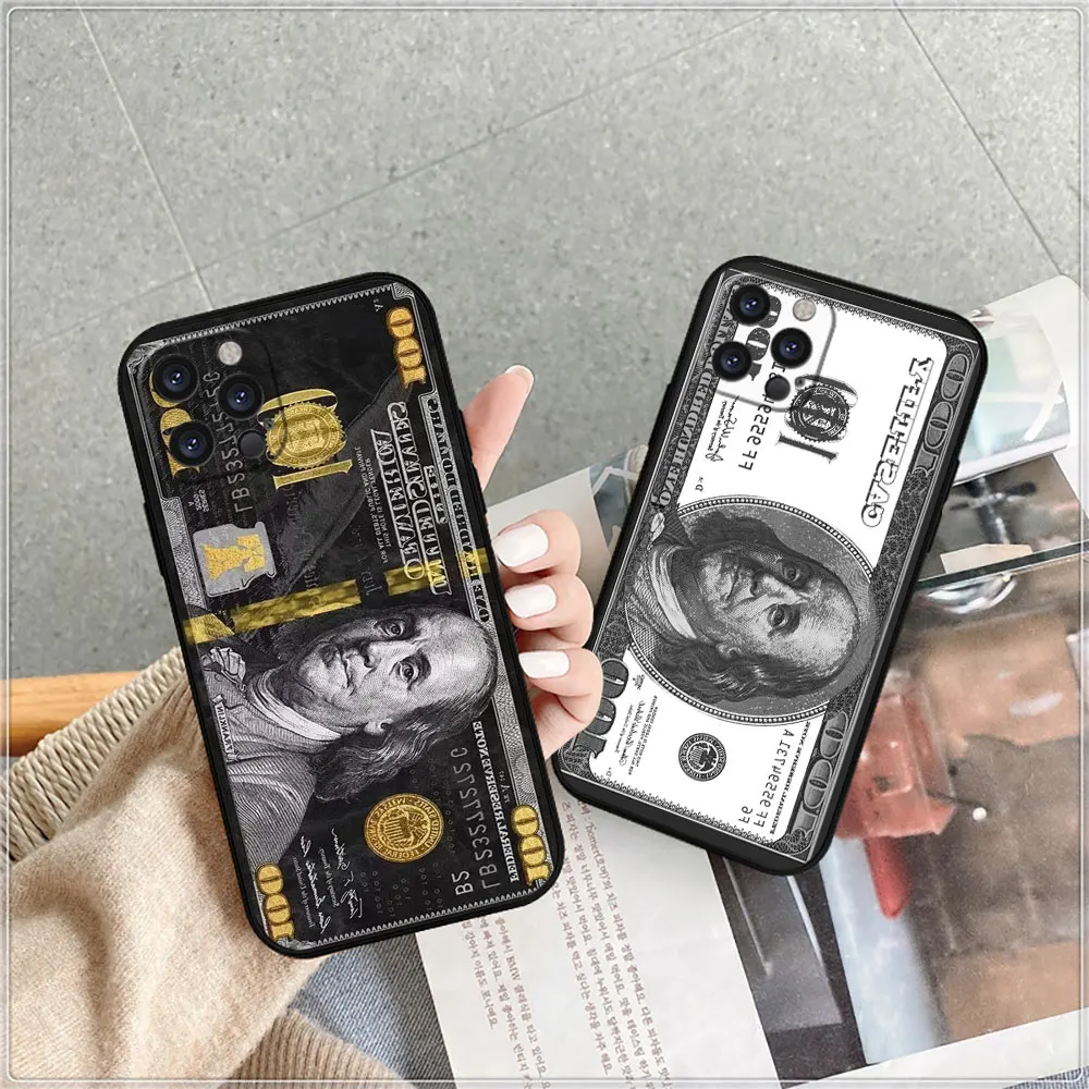 Luxury Dollar US Money Phone Case For iPhone 15 14 16 13 12 11 Pro Max Mini 8 7 X XS XR SE Soft Silicone Shockproof Back Cover