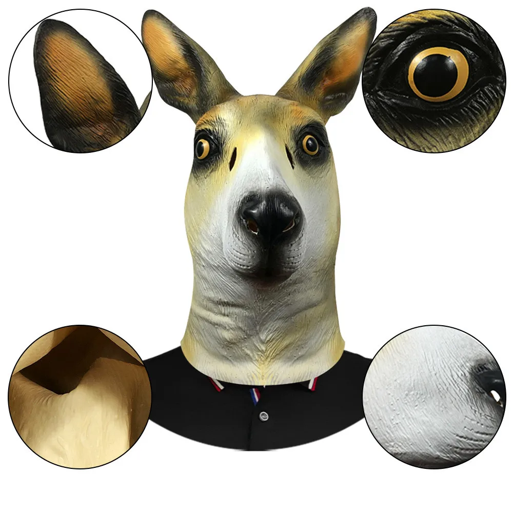 Halloween-Maske, Tier-Känguru-Gesichtsmaske, Kostüm, Cosplay-Masken, Verkleidungs-Requisiten für Karnevalsparty, Premium-Latexmaske – Detail 4