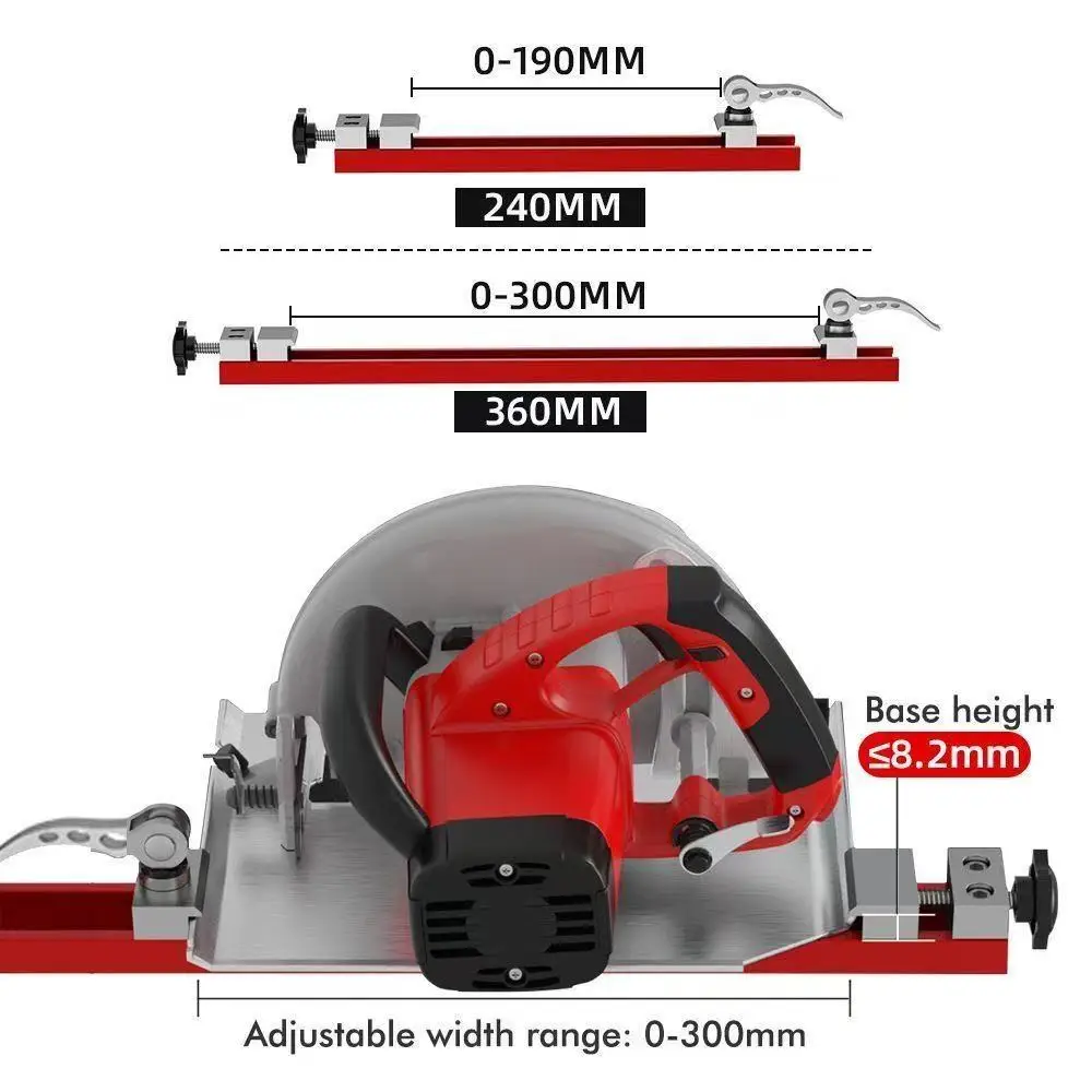 รางเลื่อยวงเดือนปรับได้ ทำจากอลูมิเนียมอัลลอยด์ พร้อมฐานรองสำหรับงานตัดและกัดไม้
