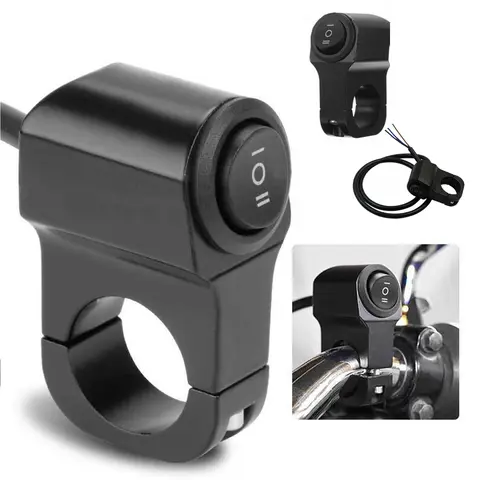 Universal Motorcycle 3 Way Switch ON OFF Mini Driving Light Switch With Clip Black