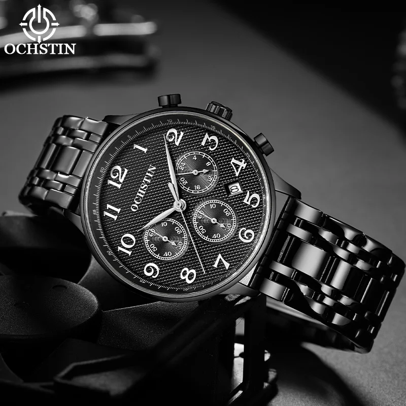 OCHSTIN Man Prominente Series Wristwatch Men's Multi-function Quartz Stainless Steel Band Clock Male Waterproof Fashion Watch