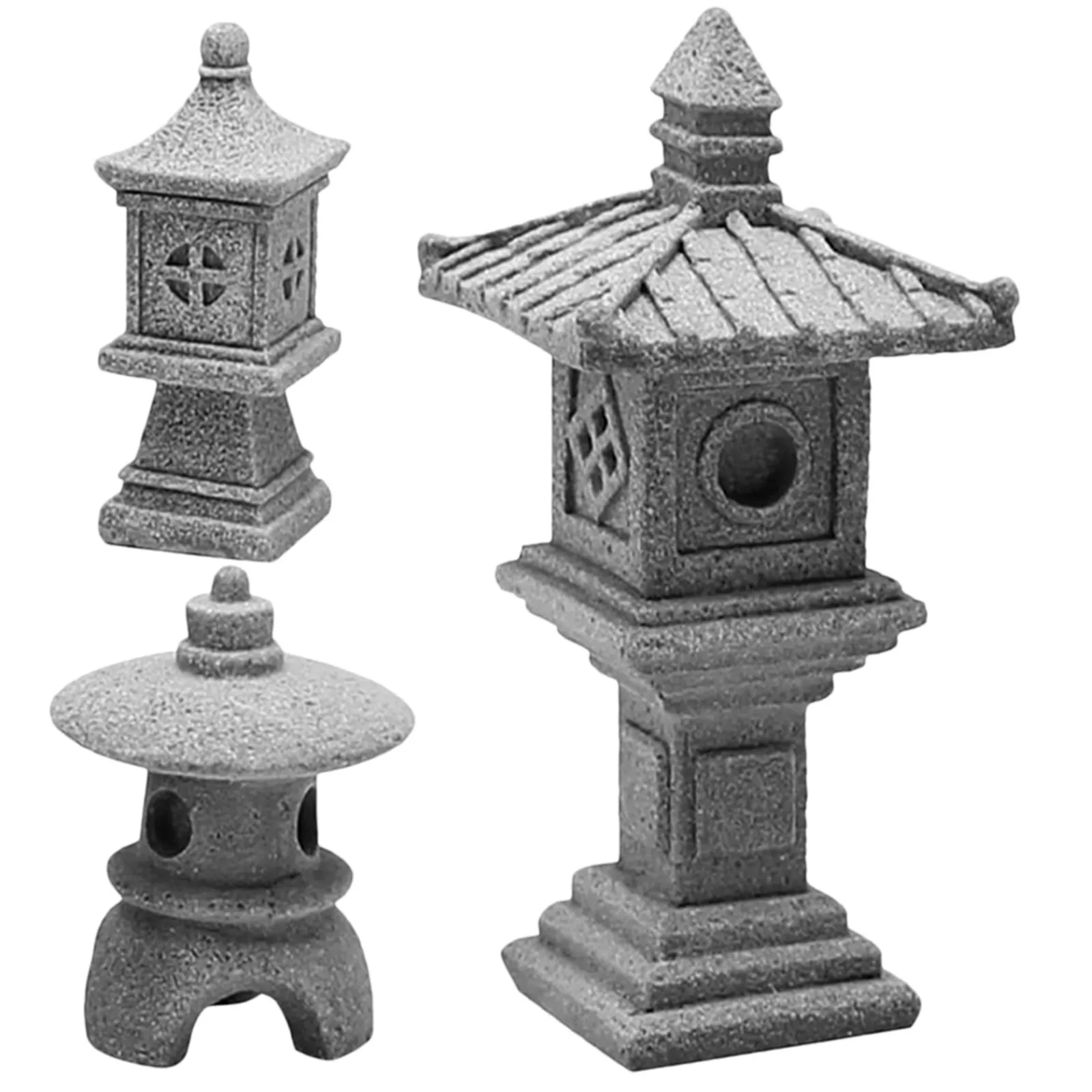 1Set Lightweight Artisan Stone Pagoda Statue Pagoda Shape Landscape Decor Bonsai Accessory Zen Garden Tower Ornament Micro