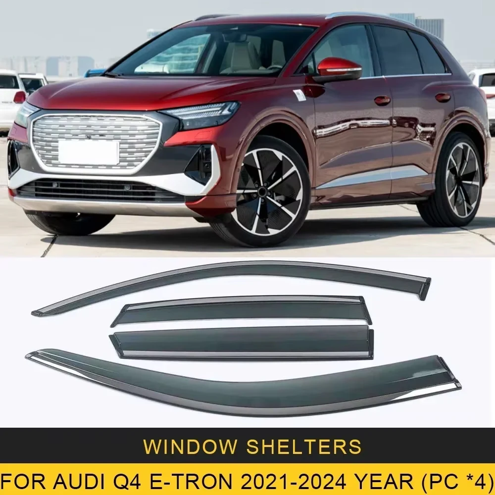

Chrome Strips Rain Guards for Audi Q4 e-tron 2021-2025 Window Visor Wind Deflectors Door Visor Vent Shades Ventvisor