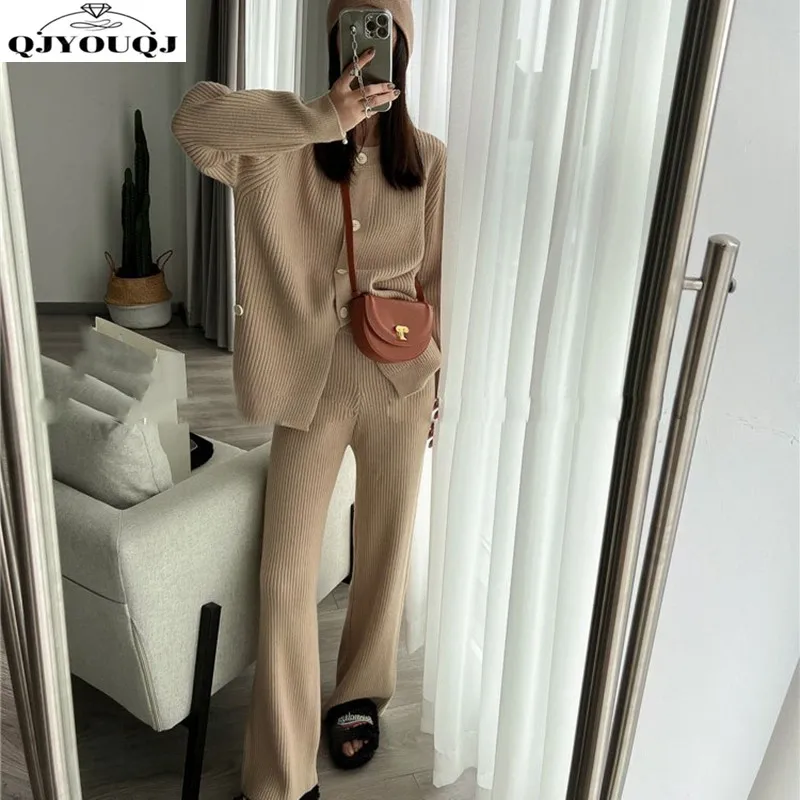 

Autumn/Winter Korean New Women's Set Fashion Knitted Sweater+Wide Leg Pants Two Piece Set