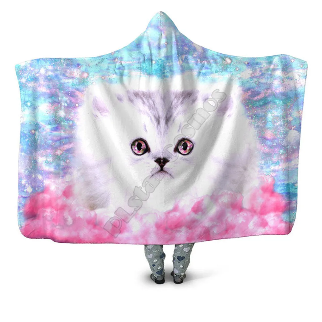 Electro Owl Hooded Blanket Celestial Flower Of Life Sacred Adult For Kids Sherpa Fleece Wearable Blanket Microfiber Bedding