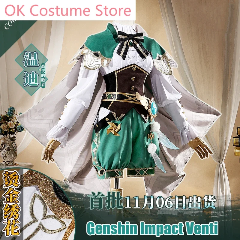 

Anime! Genshin Impact Venti Noble Gorgeous Game Suit Lovely Cloak Uniform Cosplay Costume Halloween Party Outfit Women NEW