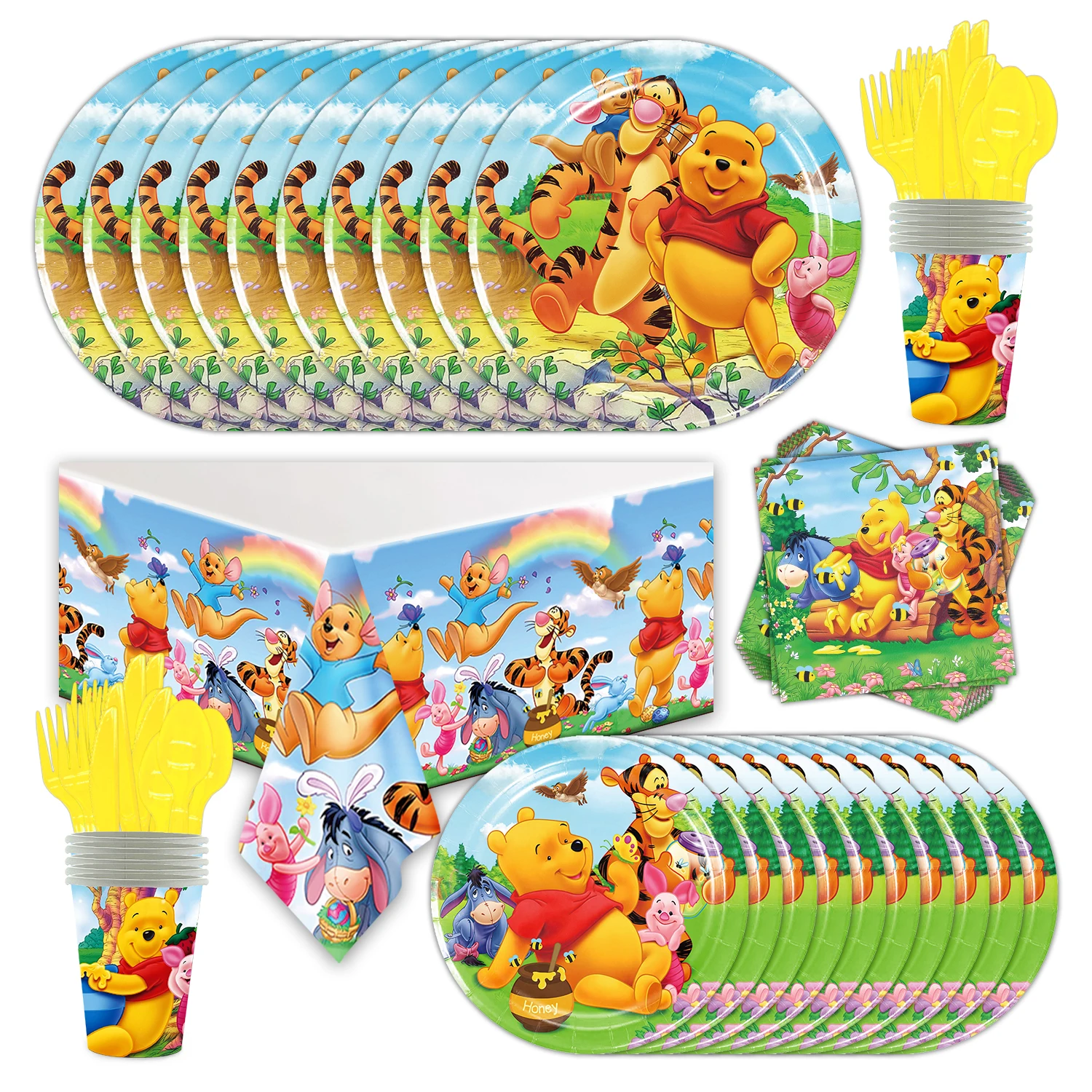 Winnie the Pooh Geburtstags feier liefert Einweg geschirr Ballon Hintergrund Tasse Platte Wohnkultur Baby party