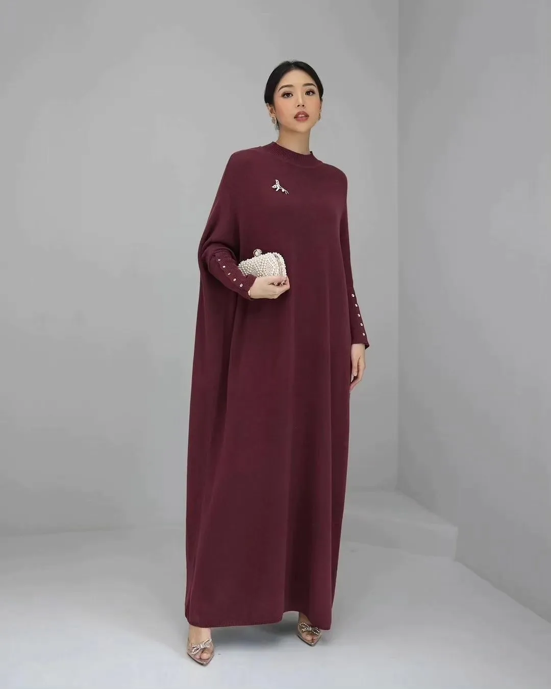

Autumn Winter Women Casual Knitted Long Dress Prayer Women Robe Saudi Arabic Robe Turkey Kaftan Dubai Abaya Ramadan Djellaba