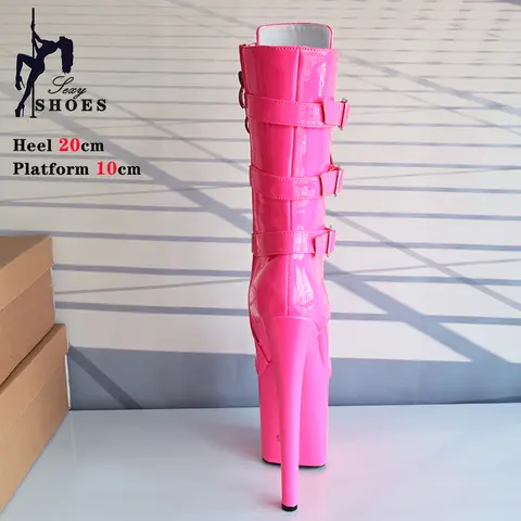 20cm Thin High Heels Ankle Boots Platform Unisex Botas Stripper Gothic Belt Buckle Pole Dance Heels Women Buckle Party Shoes