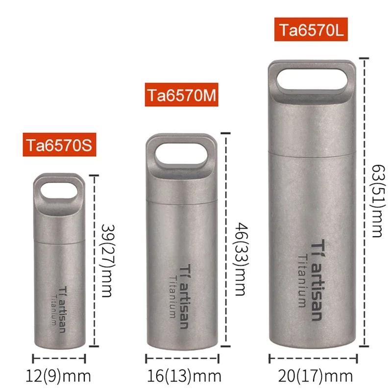 미니 밀봉 방수 알약 상자 순수 티타늄 향수 보관 케이스 펜던트 EDC 도구 친환경 야외 홈 알약 상자 Ta6570