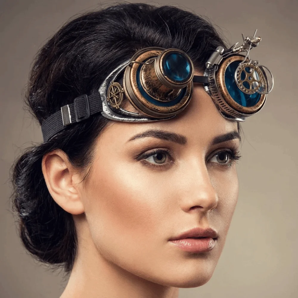 Colored Lenses Steampunk Goggles Detachable Lens Distressed Frame Costume Prop Side Magnifier Exquisite Protective Eyewear
