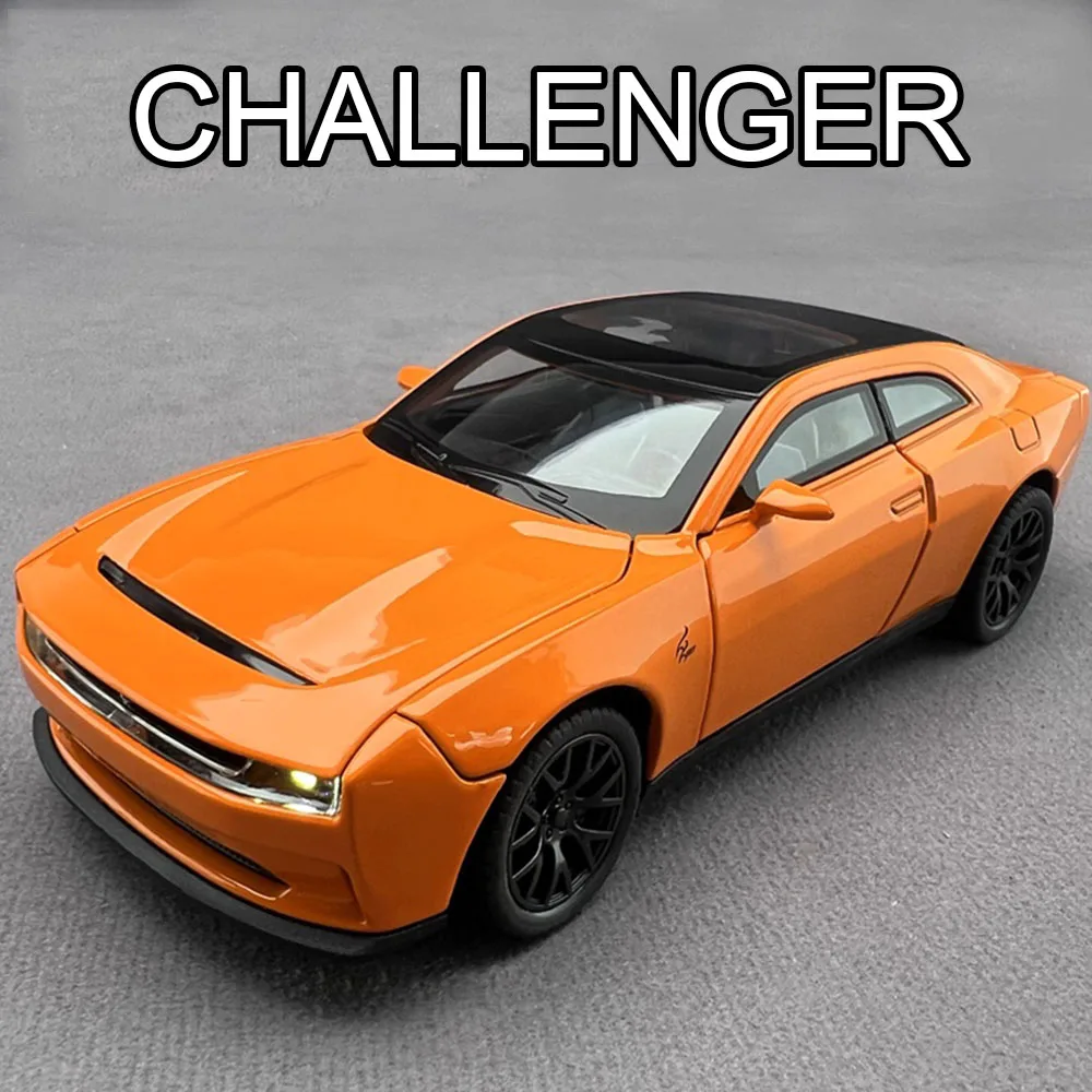 

1:32 Challenger Hellcat Miniature Model Diecast Alloy Car Toys Doors Opened Sound Light Pull Back Vehices Boy Christmas Presents
