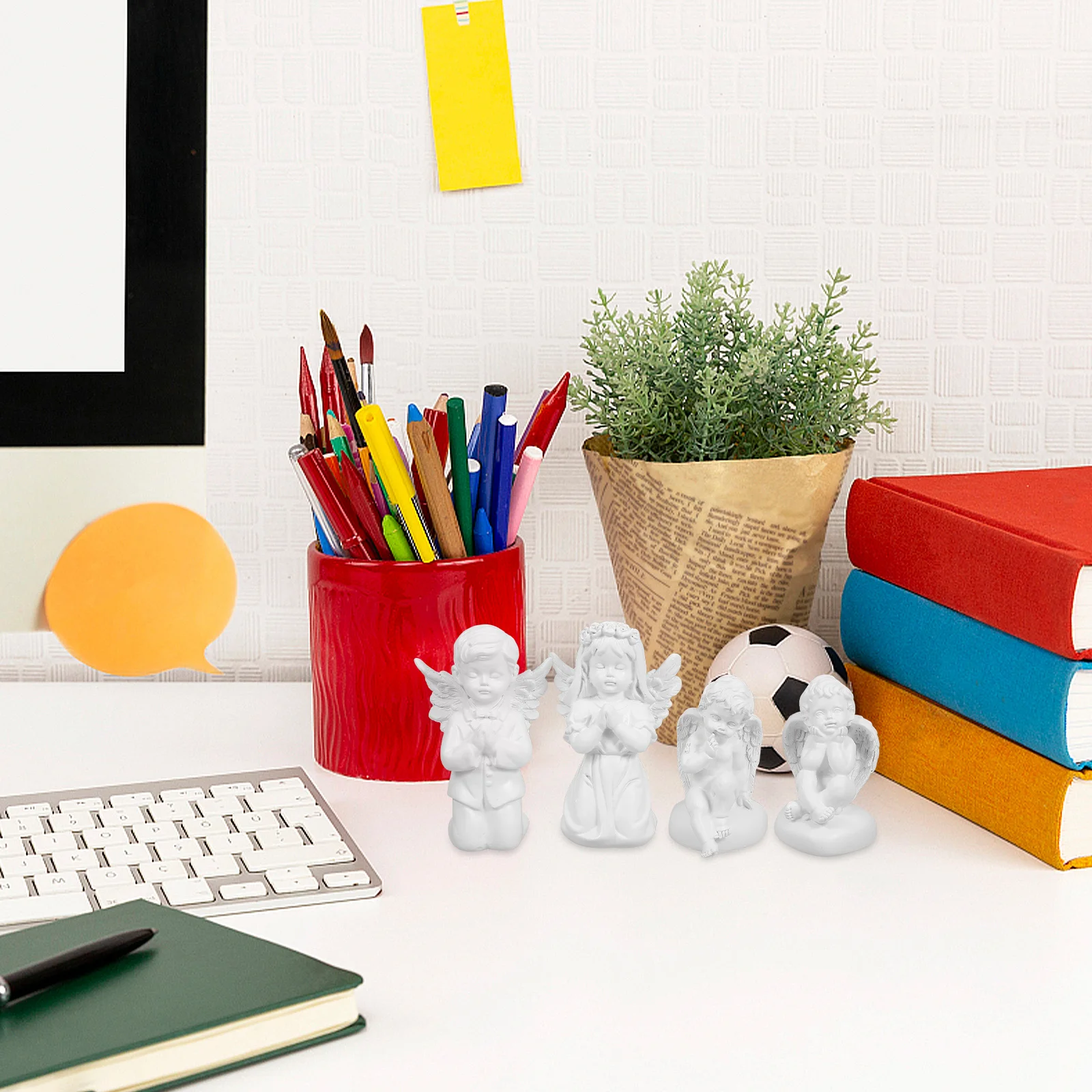 

4pcs Mini Angel Figurines Resin Cupid Statues With Wings For Home Office Decor Indoor Outdoor Small Angel Statue