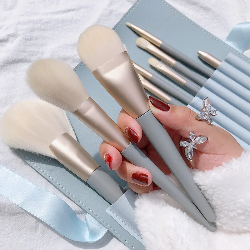 Blue 10pcs Makeup Brush Set Soft Fluffy Eyeshadow Foundation Cosmetic Powder Blush Blending Beauty Make Up Beauty Tool For Women