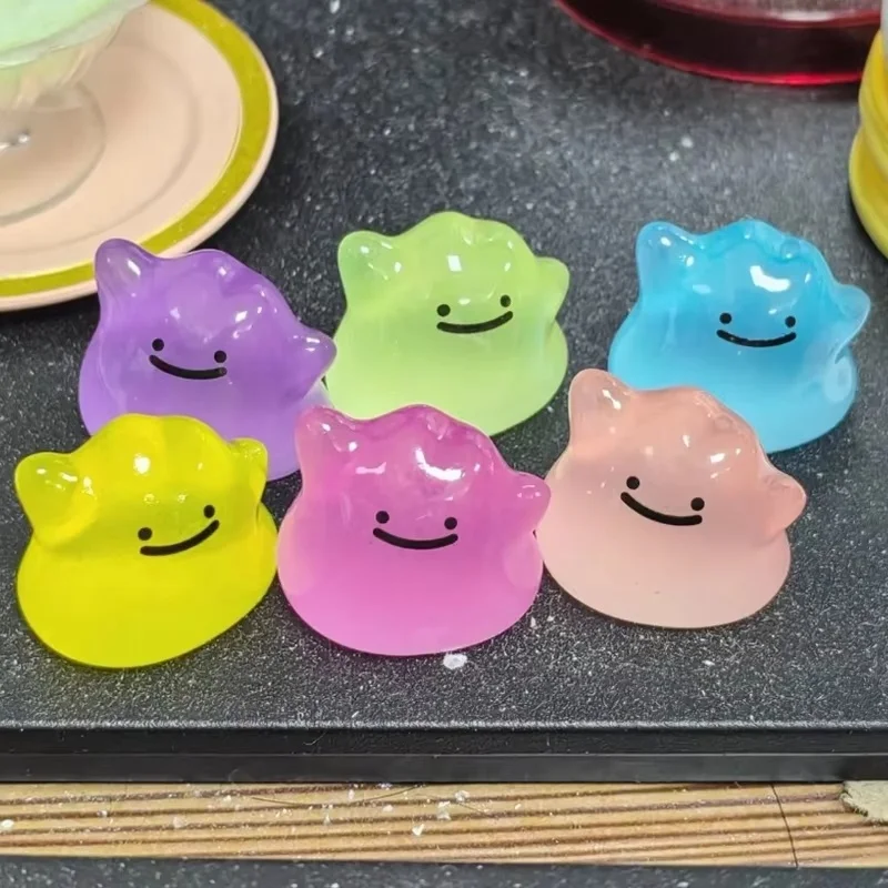 6Pcs/Set Hot Pocket Monsters Anime Figure Kawaii Ditto In Disguise Change At Will 1.5cm Pvc Collection Model Toys Festival Gifts