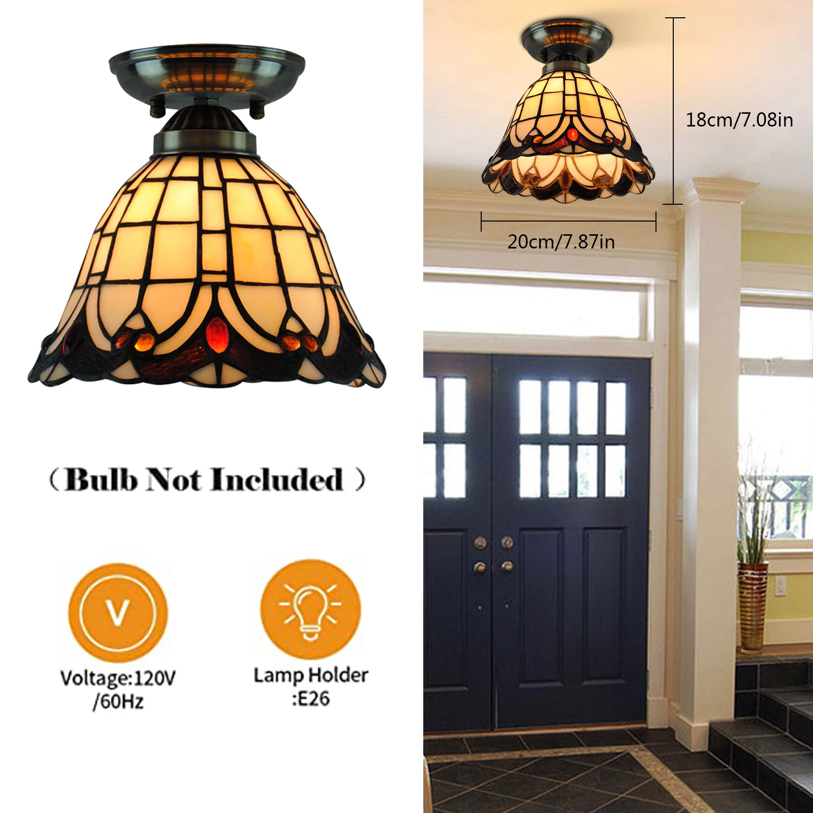 

Tiffany Style Stained Glass Chandelier Lamp Ceiling Hanging Lamp Light Fixture