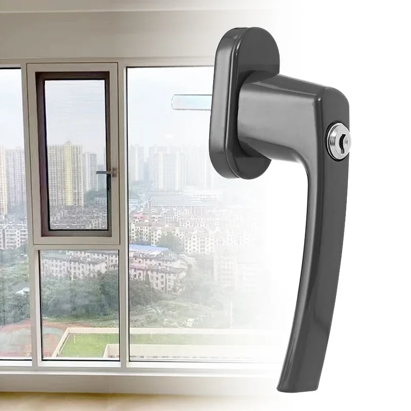 Plastic-Steel Inward-Opening Window Drive Handle, Casement Window Pull Lock, Sliding Door and Window Lock