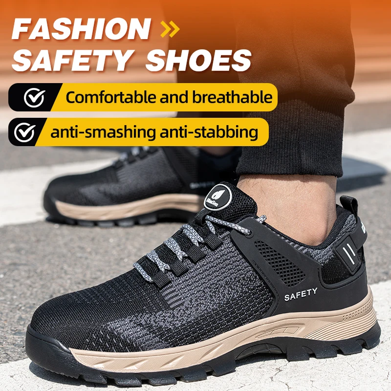 

Steel Toe Safety Shoes Men, Anti-Puncture Anti-Smash Non Slip Industrial Work Boots, Breathable CE New Work Safety Shoes