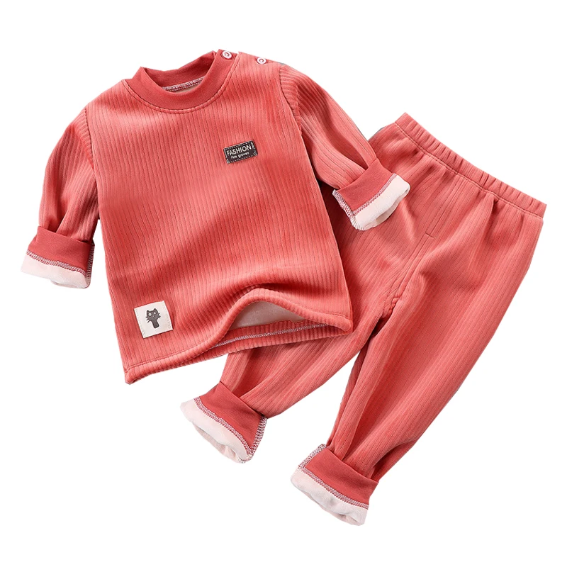 Clothing set  boys girls autumn winter plush insulation casual home clothing pullover top pants 2023 fashion new child clothing