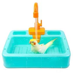 Electric Bird Bathtub Parrot Shower Basin Faucet Circulating Water for Cockatiel Bath Calopsita Parakeet Swim Pool Corella Toys