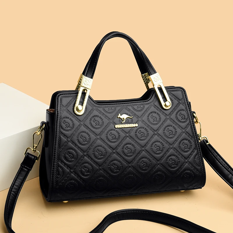 

New High Quality Leather Women's Handbags Ladies Shoulder Crossbody Tote Bag Luxury Designer Ladies Top Handle Bag Messenger Sac