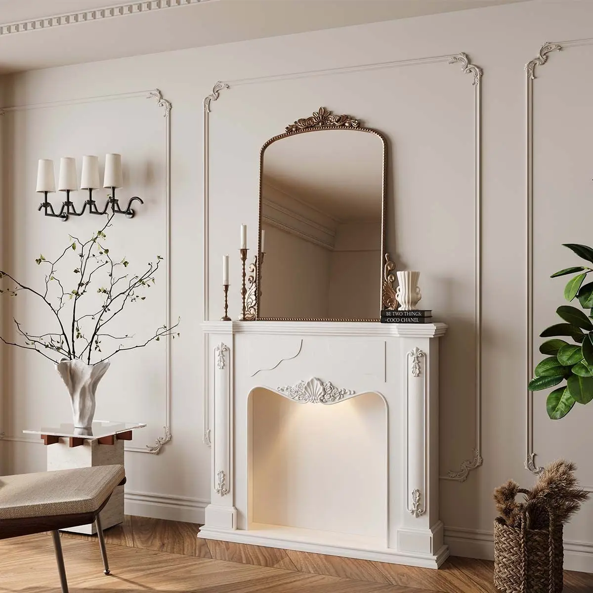 

French cream style fireplace cabinet living room decorative cabinet American porch side cabinet living room Internet celebrity