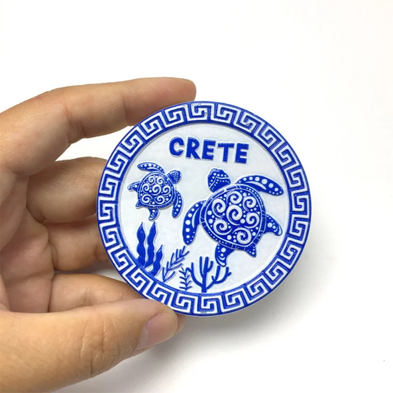 3D Devil's Eye Turtle round Decoration Magnetic Refrigerator Magnet Cultural Creative Travel Souvenir Home Craft from Greece