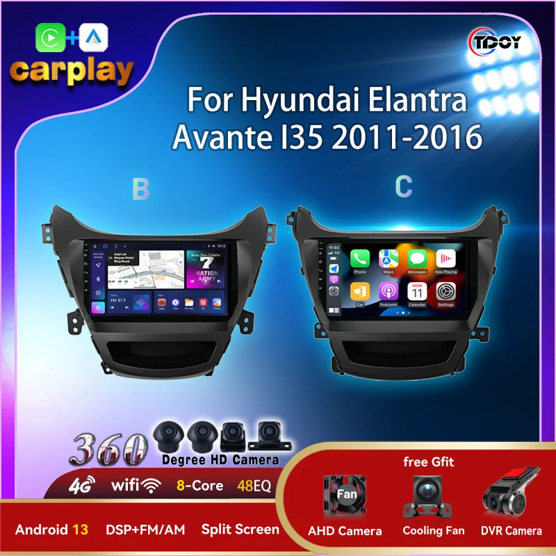 

Android 13 For Hyundai Elantra Avante I35 2011-2016 Car Radio 8Core Multimedia Automotive Carplay Android Auto Wireless Video