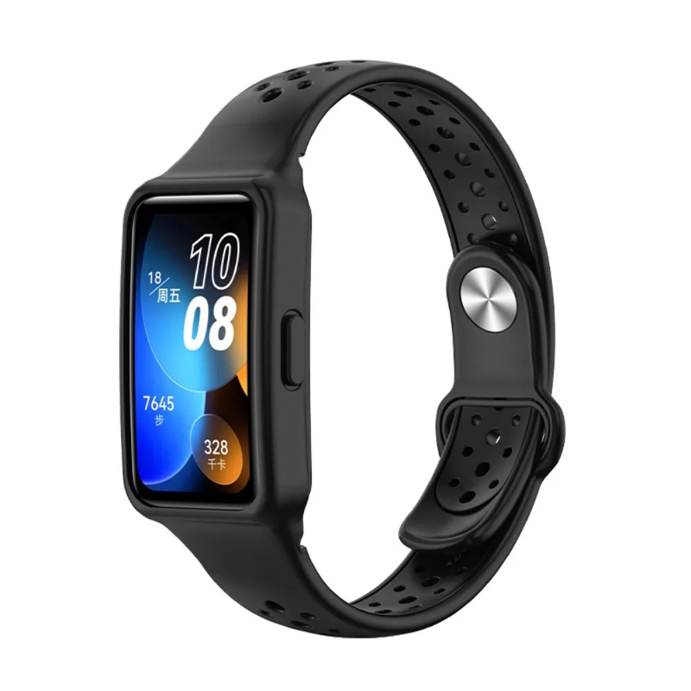 สายนาฬิกาซิลิโคนระบายอากาศได้แบบพกพาสายรัดข้อมืออุปกรณ์เสริมสำหรับ Huawei band 9/8
