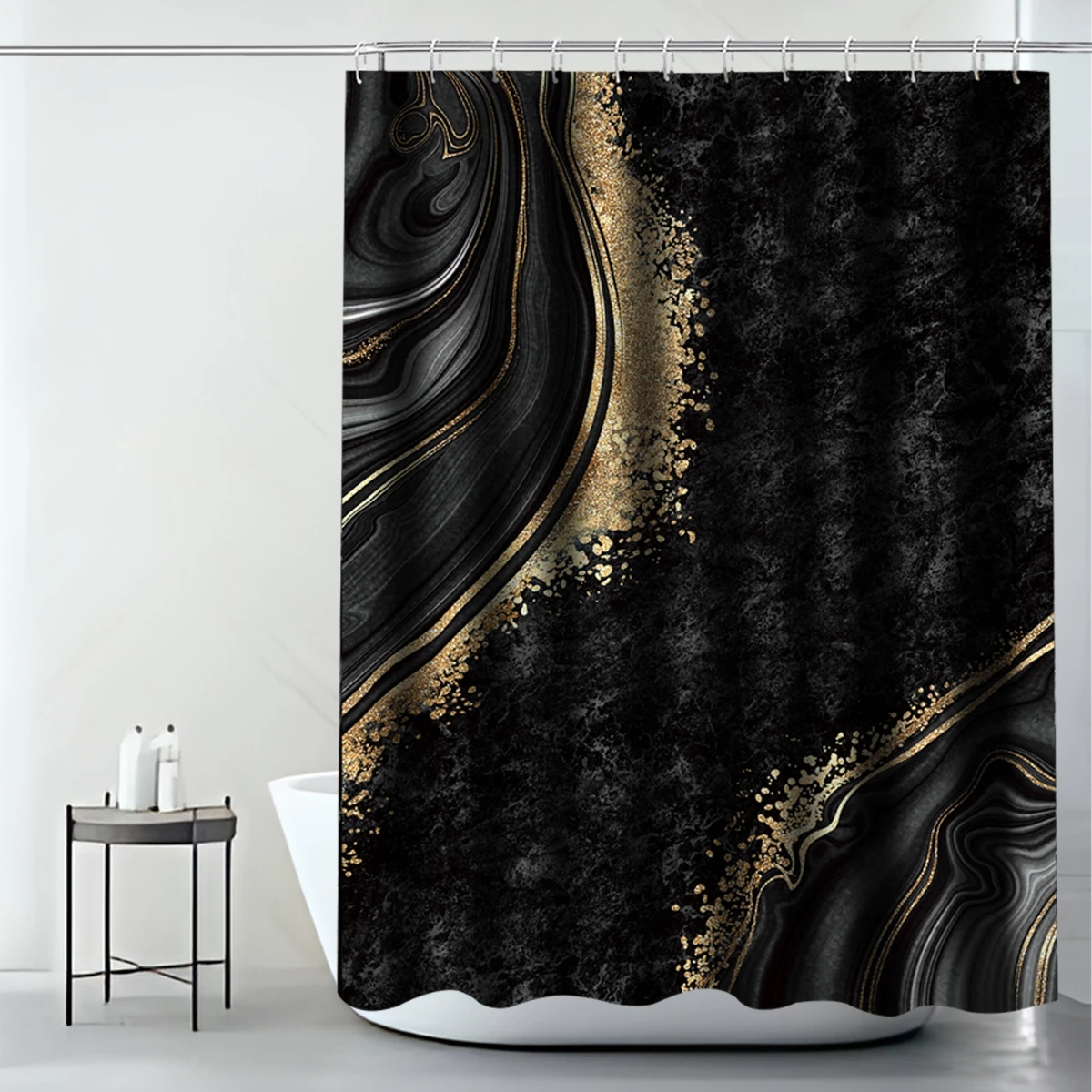 Black Gold Silver Gray Marble Shower Curtain Set Bathroom Decoration Abstract Modern Shower Curtain Waterproof Washable Fabric