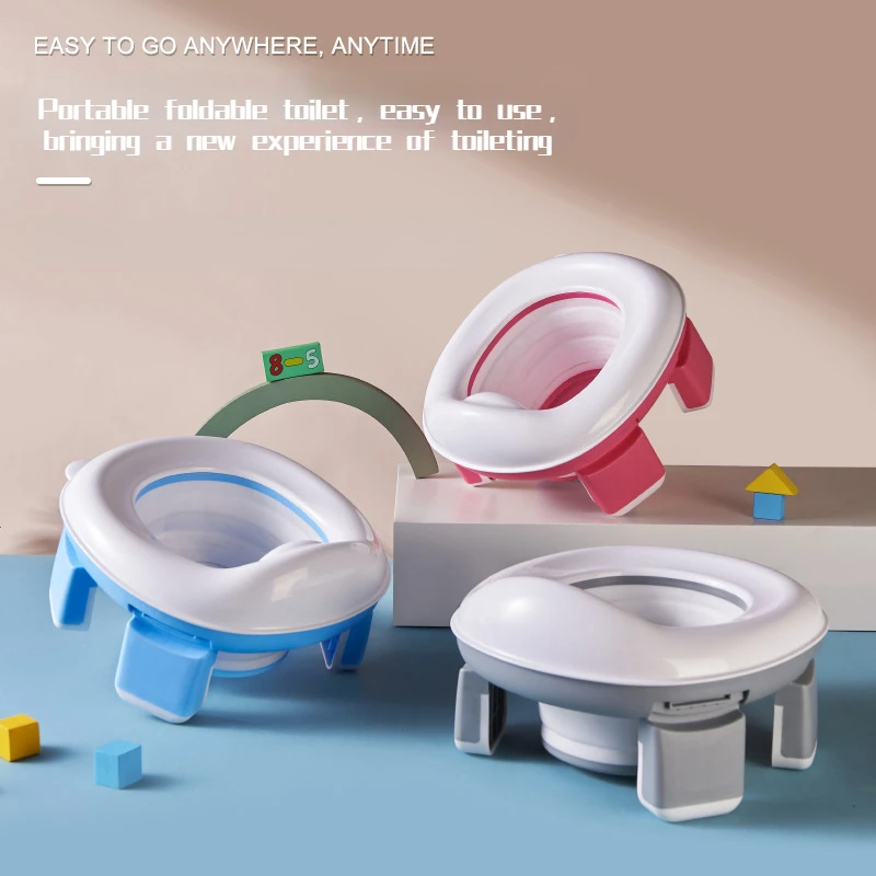 3 in 1 Baby Travel Toilet Seat Foldable Children Potty with Bags Baby Pot Portable Silicone Baby Potty Training Seat Easy Clean